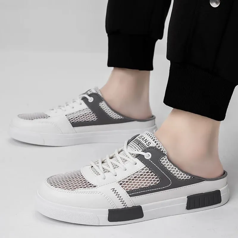 Men's Summer Oversized Mesh Half Slippers Lazy Shoes High Quality Outdoor Casual Shoes Sports Fashion Hollow Breathable Sandals — image 4