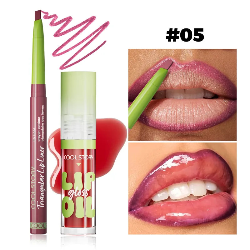 2 Buah Set Lip Liner Lip Gloss 2 In 1 Lipstik Kit Rias Kontur Bibir Halus Lipliner Matte untuk Wanita Kosmetik Kombo Minyak Menepuk-nepuk