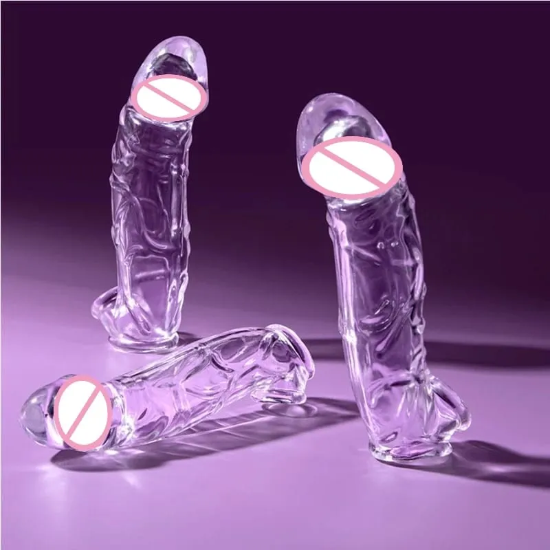 3 Size Reusable Penis Sleeve Soft Clear Cock Sleeve Penis Extender Adult Sex Toys for Men Women Durable Penis Enlarger Male — image 3