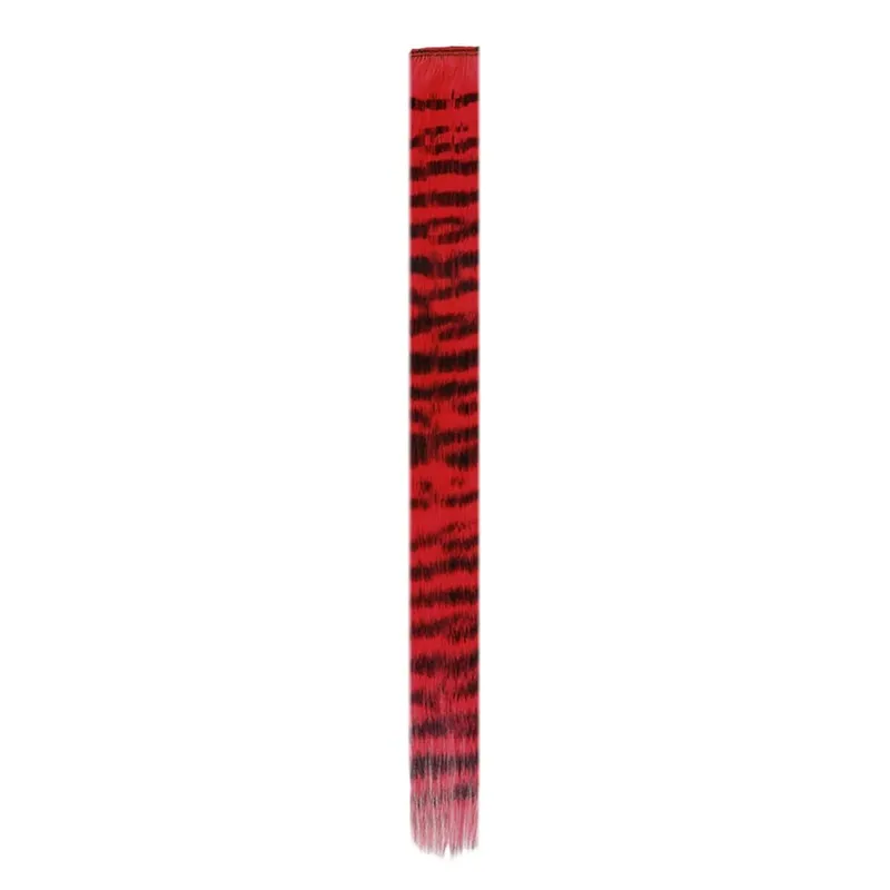 Synthetic Feather Hair Extension Piece One-card leopard Print Wig Colorful Silk Hanging Ear Dyed long Straight Hair Cushion — image 18
