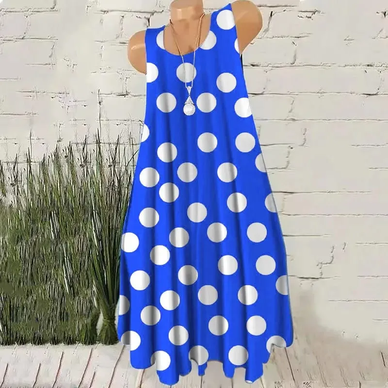 Round Dot Pattern Fashion Women Mini Dresses Summer Sleeveless 3D Printing Street Ladies Trend Dress 3XL Plus Size Casual Dress — image 2