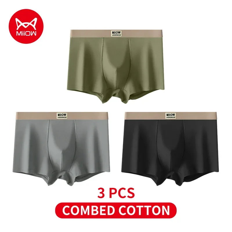 MiiOW 3Pcs Organic Cotton Men Underwear Boxer Shorts Antibacterial Seamless Underpants Male Panties Gift For Men Boxershorts New — image 46