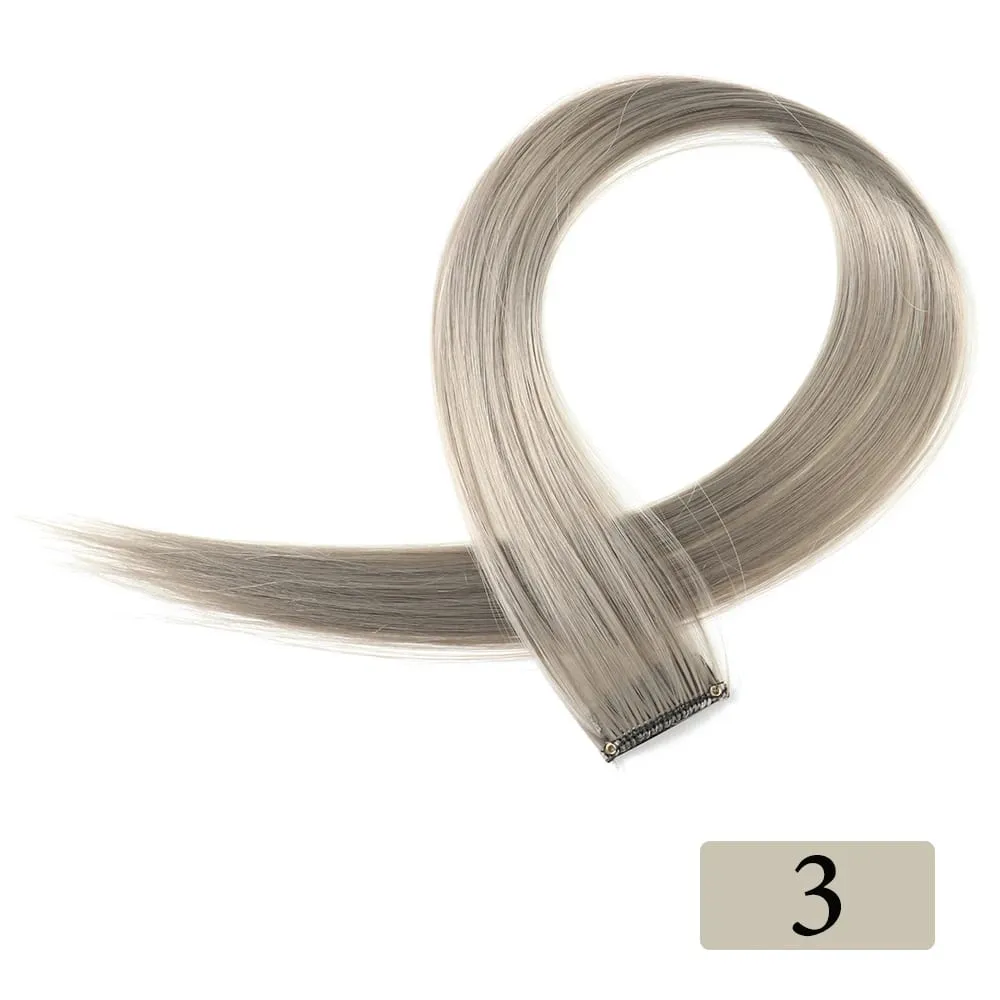 Synthetic Hair Extensions With Clips Heat Resistant Straight Hair Extensions Color Colored Black Hair Clip Womens 8G/Pcs