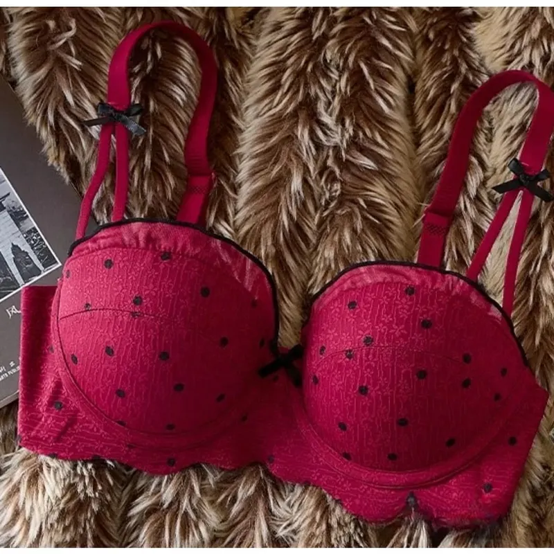 Women Lace Half Cup Bra & Panty Set Push Up Small Bust Gathering Anti Sag Support Chic Back Comfort Lingerie Underwear セクシーな — image 2