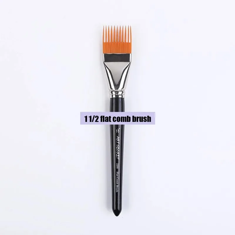 Professional 5 pcs Flat Comb Brush Nylon Paint Drawing Brushes Oil Artists Painting Brush Set For Artists Student