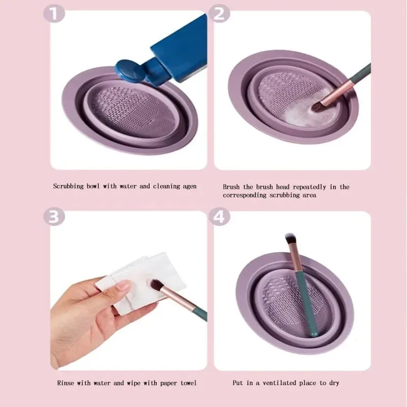 Soft Silicone Makeup Brush Cleaner Folding Powder Puff Cleaning Bowl Eyeshadow Brushes Wash Clean Mat Beauty Tools Scrubber Box — image 3