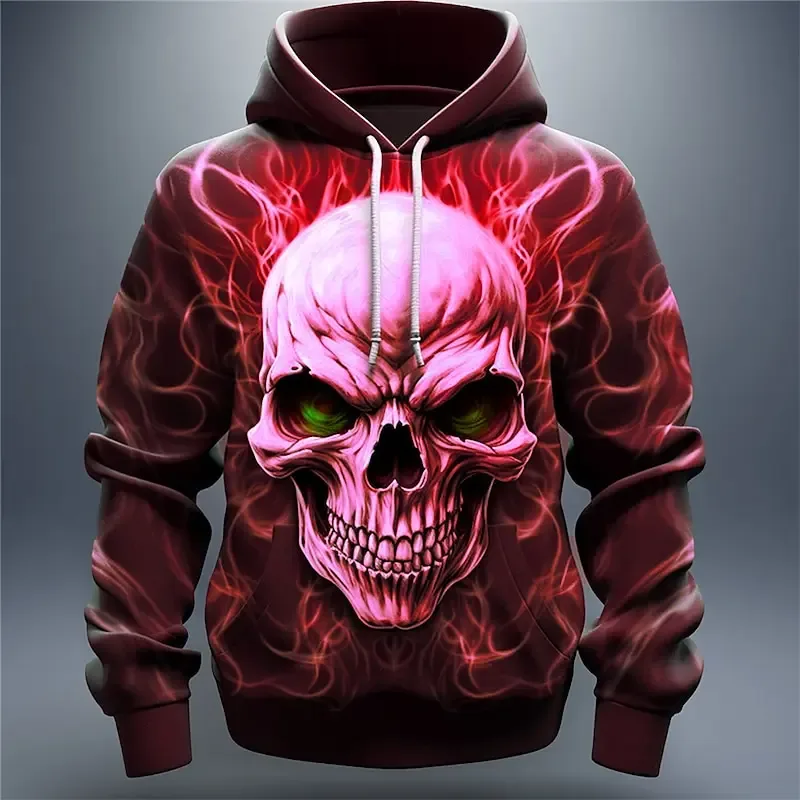 Flame Skull 3D Print Men's Hoodies Autumn Comfortable Long Sleeve Sweatshirts Outdoor Street Gothic Hip Hop Unisex Clothing — image 4