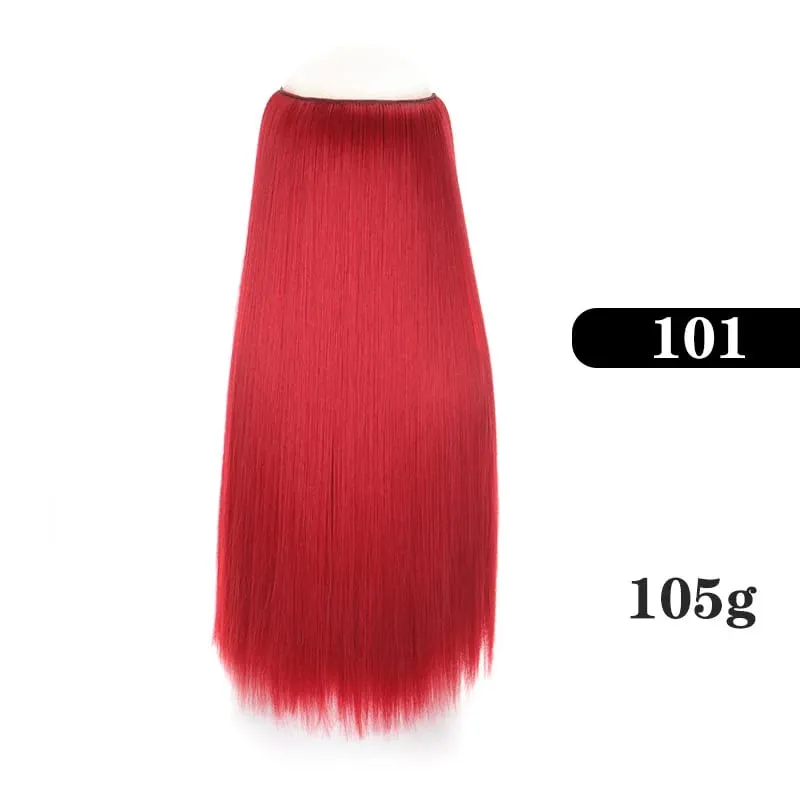 Extensões de cabelo sintético sem clipes falso ombre loira marrom preto natural cabelo reto falso peruca para mulher
