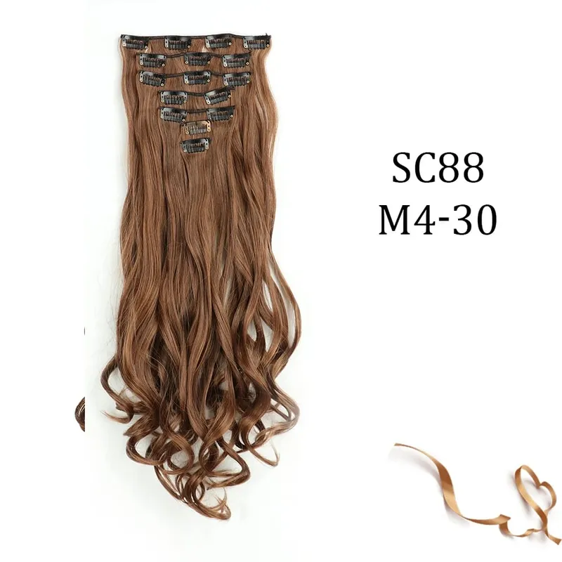 Synthetic 16 Clips In Hair Extension Long Straight Hair Fake False Hairpiece Clip In Hair Extension — image 12