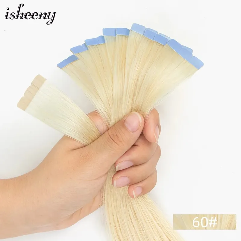 12"-20'' Invisible Mini Tape in Human Hair Extensions Invisible Adhesive Seamless Tape in Hair Natural Straight 10pcs/pack — image 9