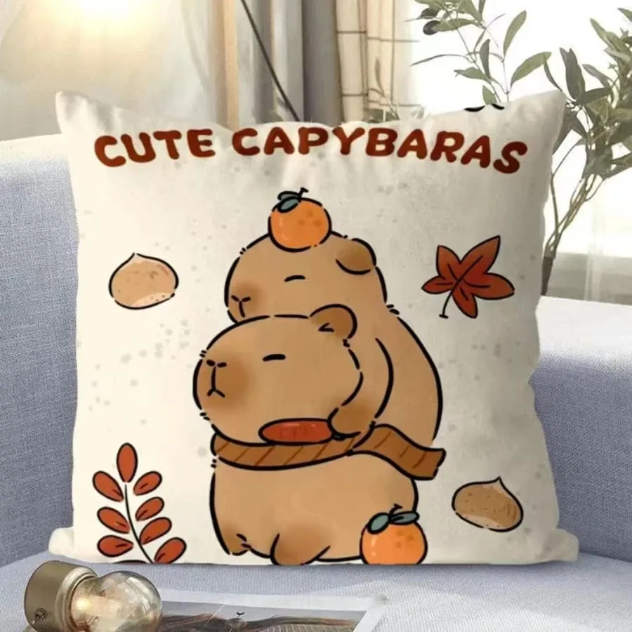 Capybara Cute Throw Pillow Cartoon Square Pillows Kawaii Anime Soft Waist Sofa Cushion Car Home Bedroom Decoration — image 4