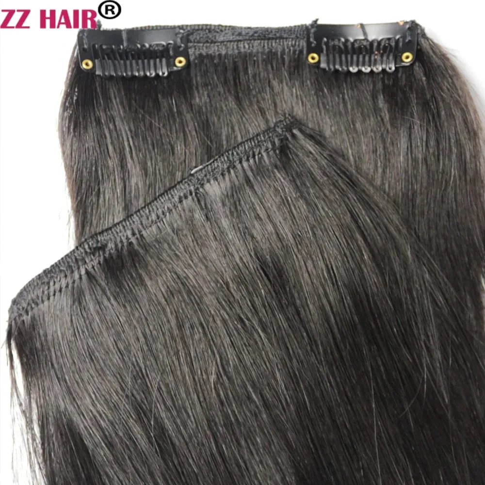 Clips-in 100% Brazilian Human Remy Hair Extensions 16"-28" Three Pieces 3pcs Set 100g-200g 1x25 2x10 Natural Straight