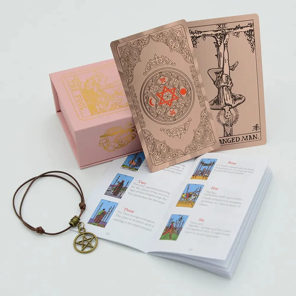 Pink Box Tarot Card Rider Gold Foil Exquisite Chess Card Game Divination Card Collection PVC Waterproof Board Cards Games — image 3