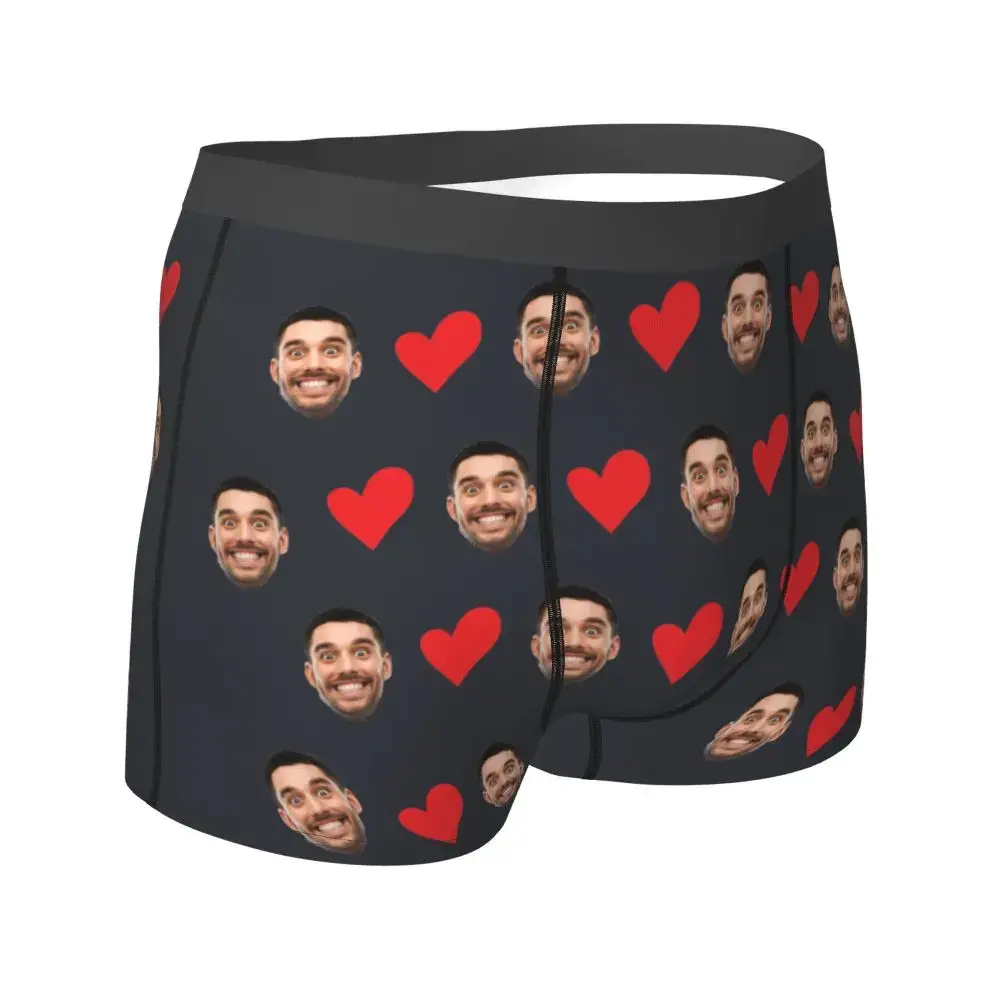 Personalized Face Photo Underwear Custom Heart Boxer Briefs Men Briefs Gift For Husband Anniversary Gift for Dad
