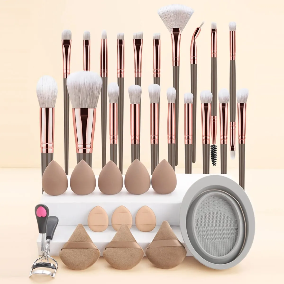 33 Chiếc Bộ Dụng Cụ Trang Điểm 20 Cọ Trang Điểm Với Bông Đánh Phấn Bát Vệ Sinh Mi Full Face Bộ Trang Điểm Mắt — image 1