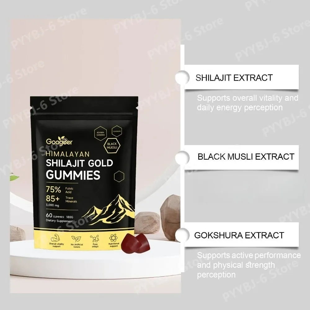 Himalayan Shilajit Gold 60 Gummies Minerals Formula תומכת בחיזוק אנרגיה וחיוניות הגוף תוסף תזונה טבעי — image 3