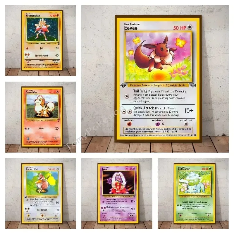 Pokemon Basis Set 1996 Jaar Engels Kaarten Shining Canvas Painting Poster Print Watercolor Wall Art Picture Home Decor Gifts — image 3
