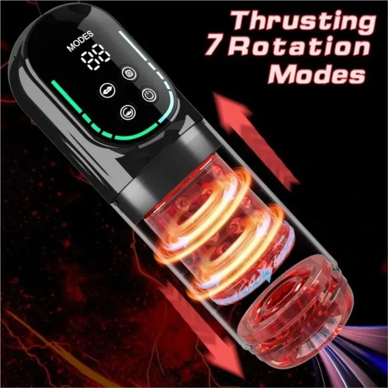 APP LED Coppa automatica per masturbazione maschile 7 Succhiare Leccata rotante Modalità di spinta Stroker Giocattoli sessuali per uomini Simulatore di pompini — image 3