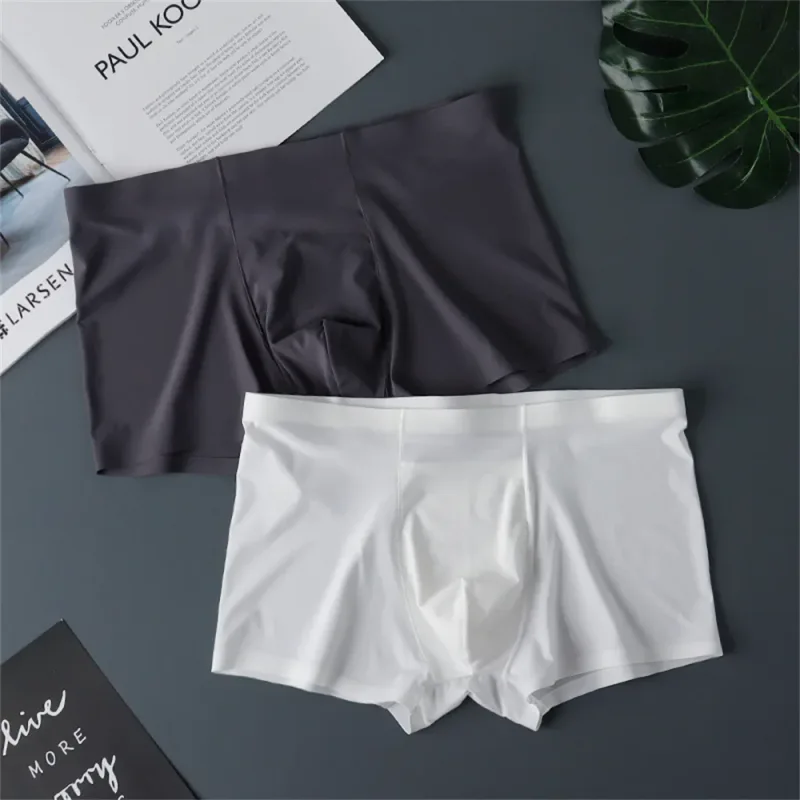 3PCS High Quality Men's Ice Silk Underwear Summer Thin Breathable Seamless Panties Sexy Male Underpants Plus Size