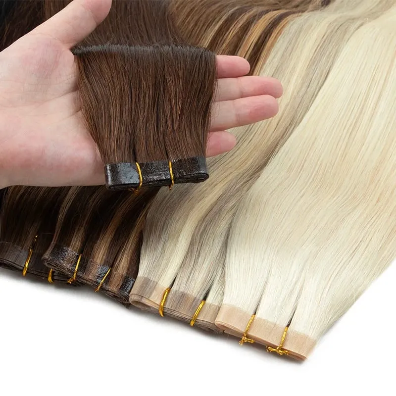 Seamless Natural Tape Weft Long PU Skin Weft Tape in Human Extensions No Glue Human Hair For Fine Hair 80cm Long Weft Bundles