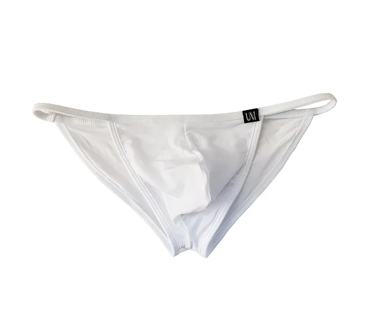 Celana Dalam Seksi Pria Celana Dalam Sutra Es Ultratipis Pakaian Dalam Bikini Belah Ganda dengan Celana Dalam Desain U-cembung Yang Dipersonalisasi Lubang