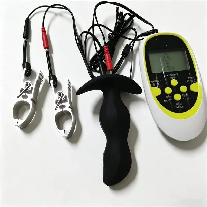 Electric Shock Silicone Anal Plug Prostate Massage Metal Nipples Clips Breast Sucker Pumps Sex Toys for Women Men Adult Games — image 5