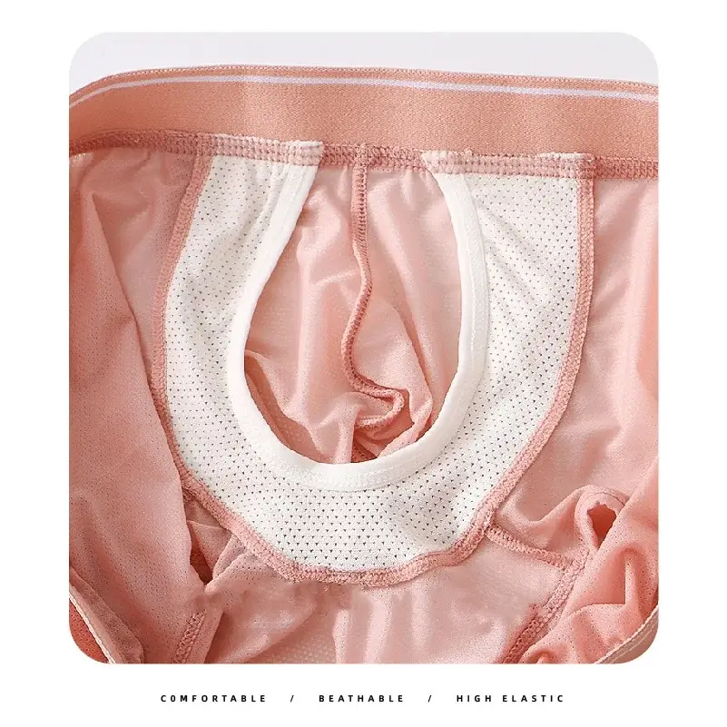 1 PCS Ice Silk Space Capsule Underwear Men's Compartment Solid Summer Breathable Ultra-thin Boxers Shorts Transparentes Hombre — image 4
