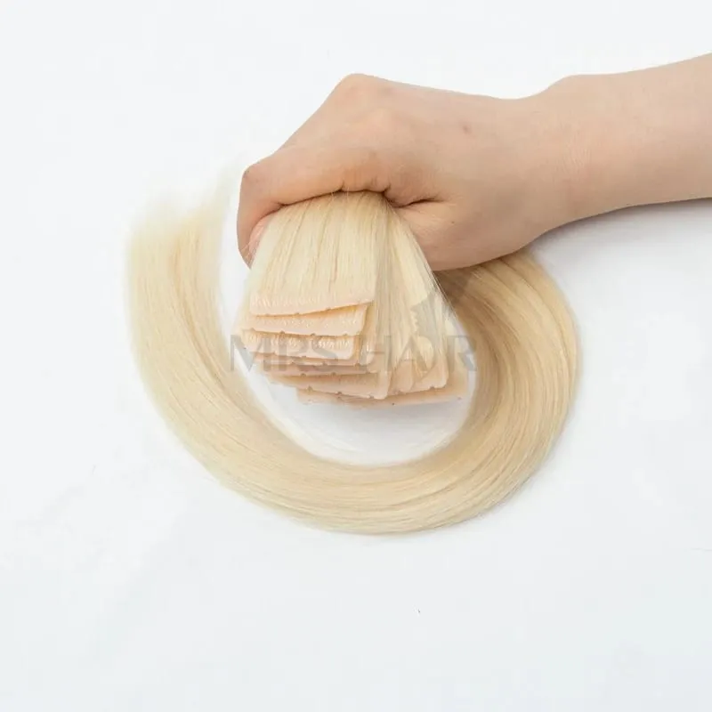 Invisible PU Hair Weft Twin Tabs Human Hair Extensions Brown 10PCS Machine Remy Hair Extensions with Holes Micro Beads Bundles