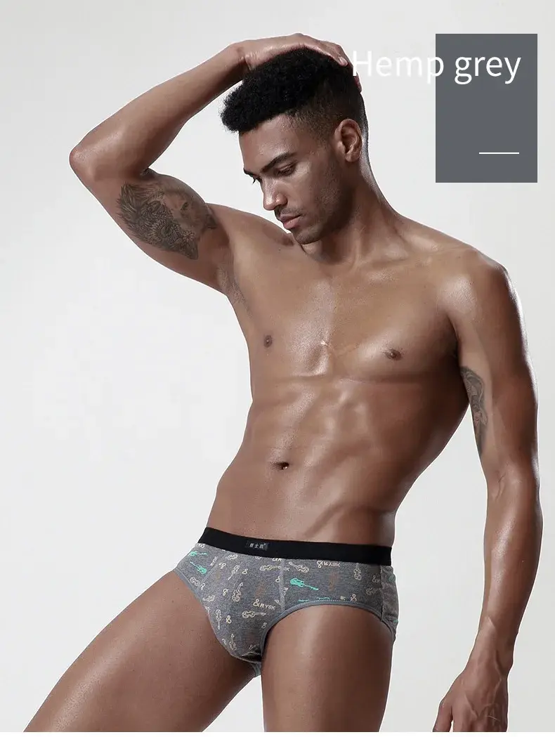 Cotton Man's Underwear Plus Size Briefs Sexy Underpants Breathable Briefs Bikini Gay Print Shorts Cueca Male Panties