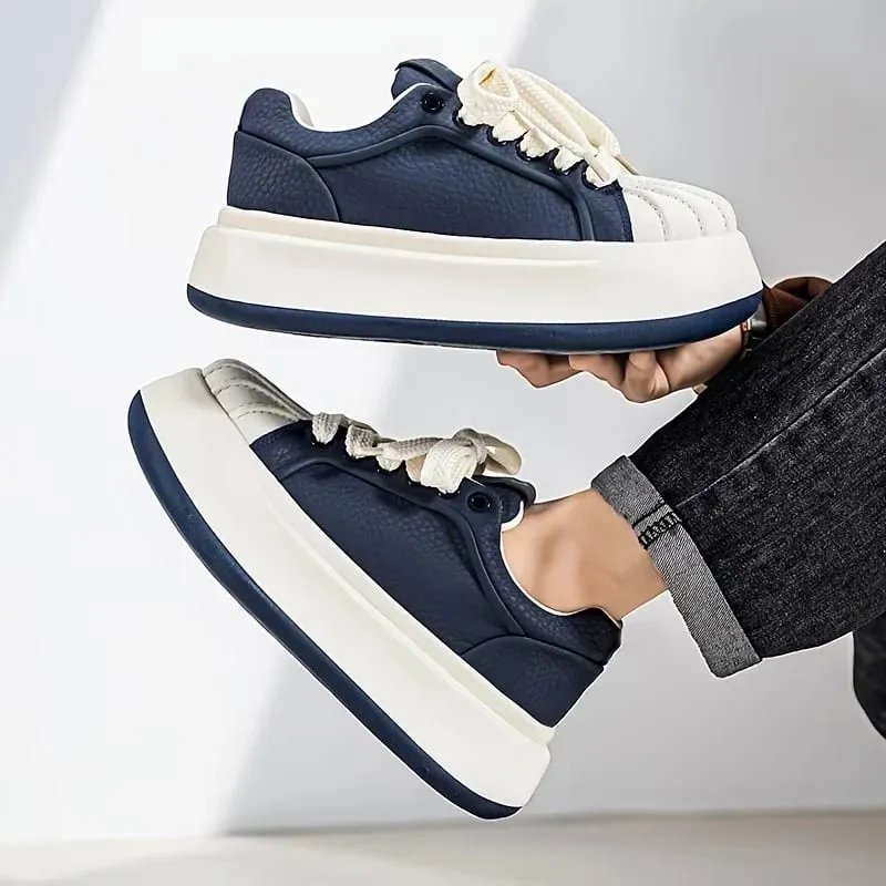 Novos sapatos masculinos de sola grossa aumentando a altura confortável leve versátil sapatos na moda e minimalista calçados esportivos casuais — image 1