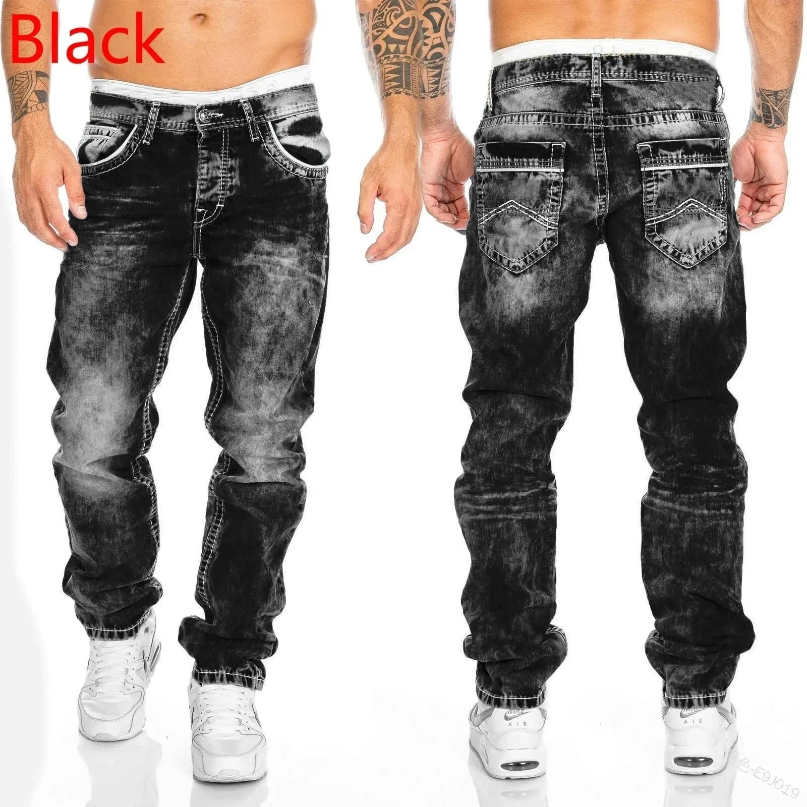 2024 Men Jeans Solid Pockets Stretch Denim Straight Pants Spring Summer Business Casual Trousers Daily Streetwear Men's Clothing — image 1