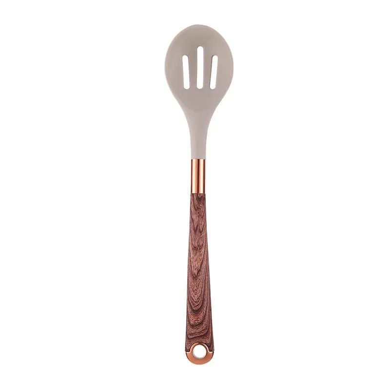 Silicone Kitchen Utensil Set 10 Pcs Cooking Utensil with Utensils Holder Wooden Pattern Handles Nonstick Cookware JT264