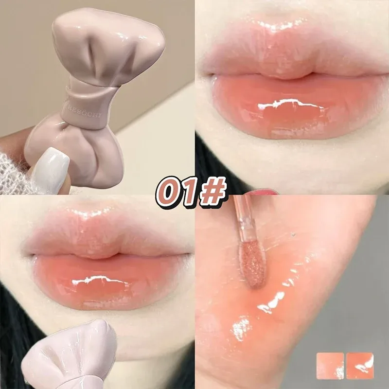 Tubo di prua Specchio acquoso Tinta per labbra Dolce Grigio Rosa Lucidalabbra idratante Vetro Lucido Smalto per labbra impermeabile Labbra carnose Cosmetici — image 8