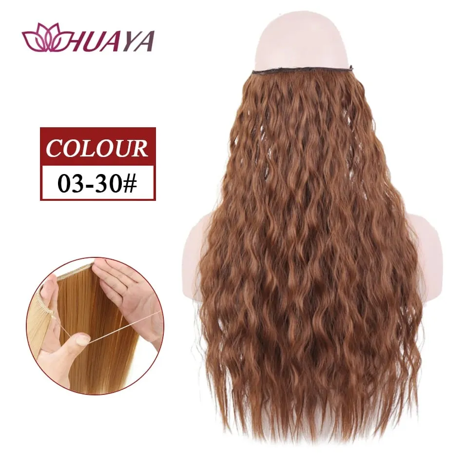 Synthetic Long Straight Invisible Wire No Clips In Hair Extensions Fake Hair Pieces Secret Fish Line Hairpieces For Women — image 36