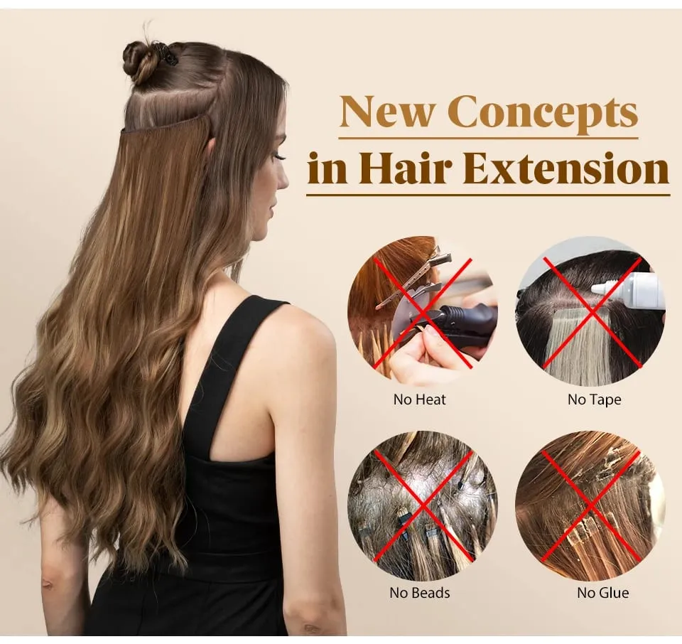 Synthetic Wave Invisible Wire Clip in Hair Extensions Fish Line With Clips Hairpiece Ombre Fake Hair Piece For Woman — image 9