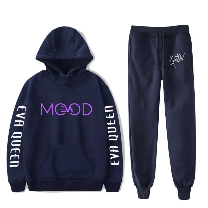 Hip Hop สบาย Eva Queen พิมพ์เสื้อกันหนาว Sweatpants ชุด Hoodies + กางเกงชุดชาย/หญิง 2 ชิ้นชุดเสื้อผ้า — image 13