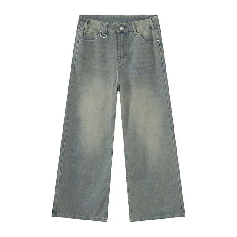 Summer Men's Denim Pants Old Blue Washed Male Jeans Straight Casual Menwear Loose Wide Leg Trousers New Fashion 9C354 — image 17