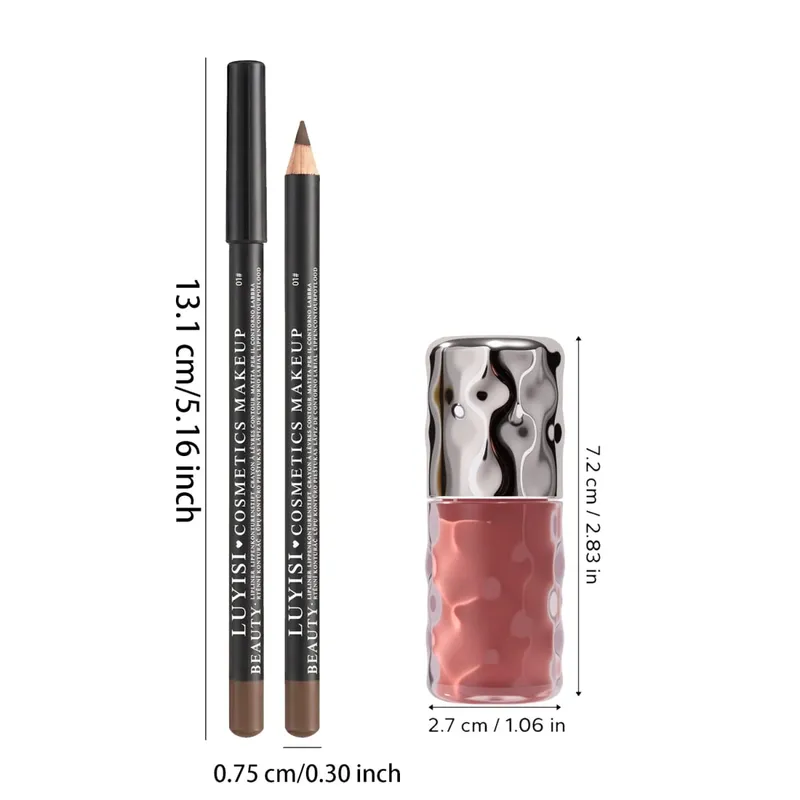 Dairy Lip Kit Set-1pc Matte Lip Liner+1pc Hydrating Lip Gloss Assorted Color Velvet Definition&Glassy Shine Nourishing Formula — image 4