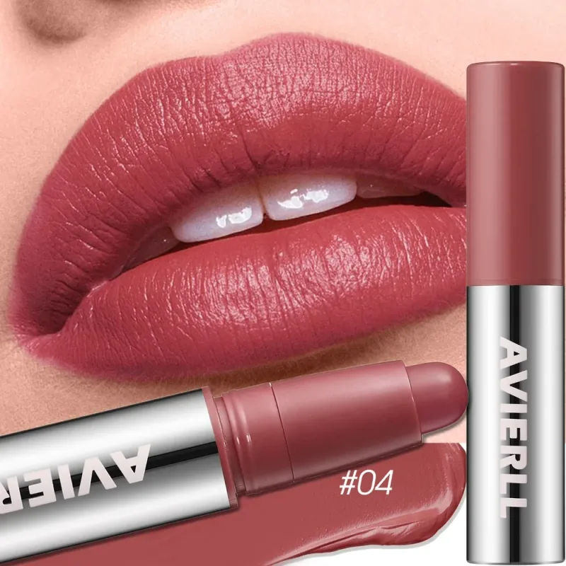 Smooth Matte Lipstick - Long-Lasting Moisturizing and Easy to Apply Lip Glaze with Rotating Pen Design - Waterproof Lip Makeup
