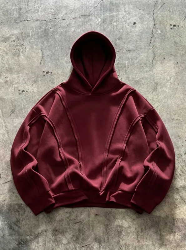 Striped solidcolor mens hooded sweatshirt with fleece forwarmth. Fashionable street casual loosefitting casual sweater with hood — image 6