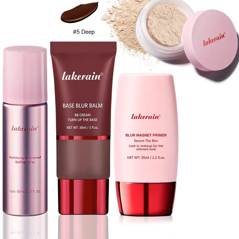 Ultimate Setting Powder Travel Size Set Blur Magnet Primer Setting Spray Base Blur Balm Waterproof Long-lasting Makeup Set