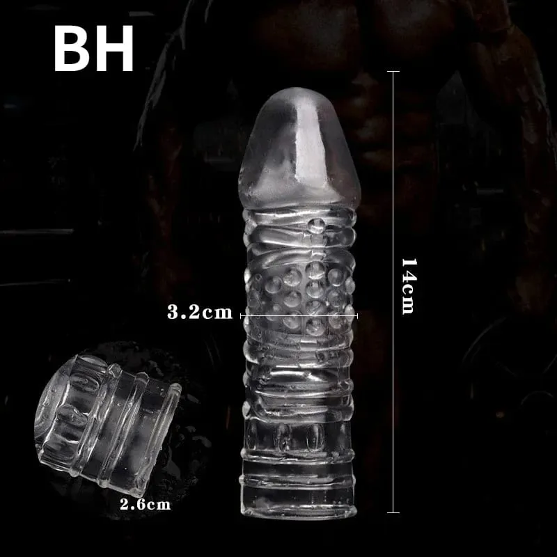 4 Types Crystal Penis Sleeve 14cm Peinis Extender Enlargement Condoms Delay Ejaculation Sex Toys for Men Sex Shop — image 3