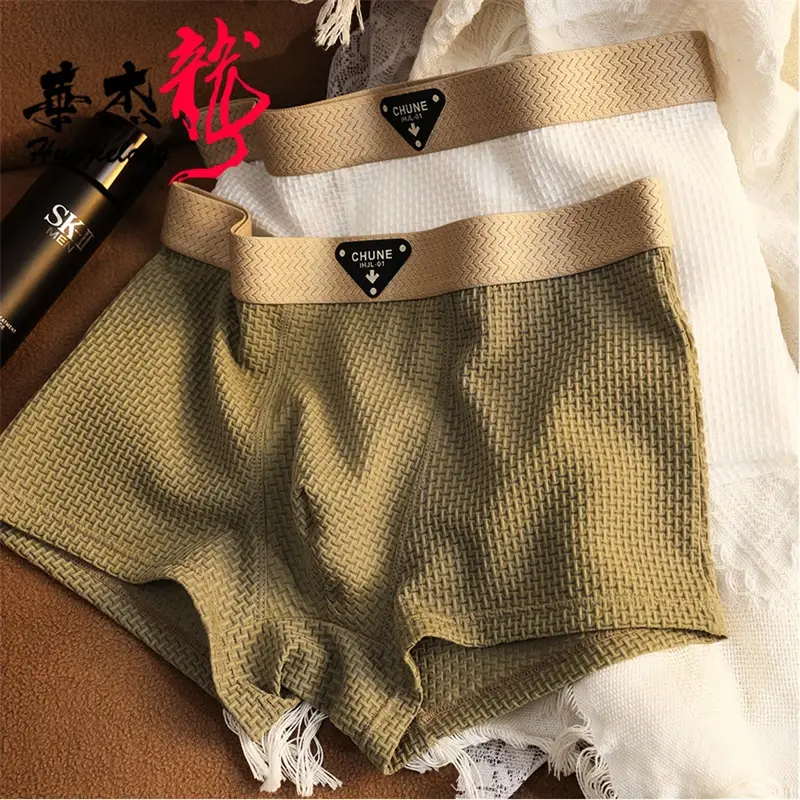 New boxers hombre Ice silk plus size calzoncillos hombre waffle grid lencerias sexy tоy mens boxer breathable underwear for man — image 4