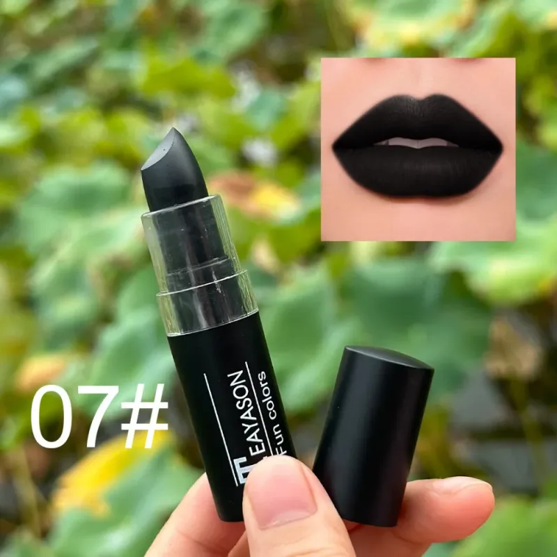 12 Color Lipstick Waterproof Long Lasting Clay Nude Lip Primer Concealer Lip Gloss Matte Gothic Black Makeup Halloween Lip Stick