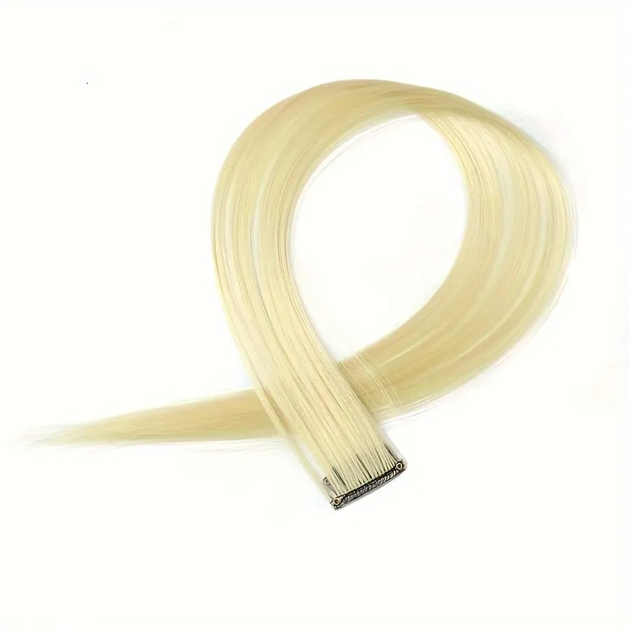 Clip in Hair Extensions 22 Inch Colored Hair Extensions Party Highlights Long Straight Synthetic Hairpieces for Women Kids Girl — image 27