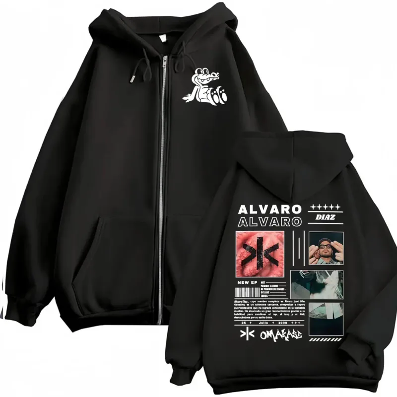 Alvaro Diaz Omakase New Album 2026 Zip Up Hoodies Men's Harajuku Vintage Jacket Sweatshirts Casual Fleece Cardigan Zipper Hoodie