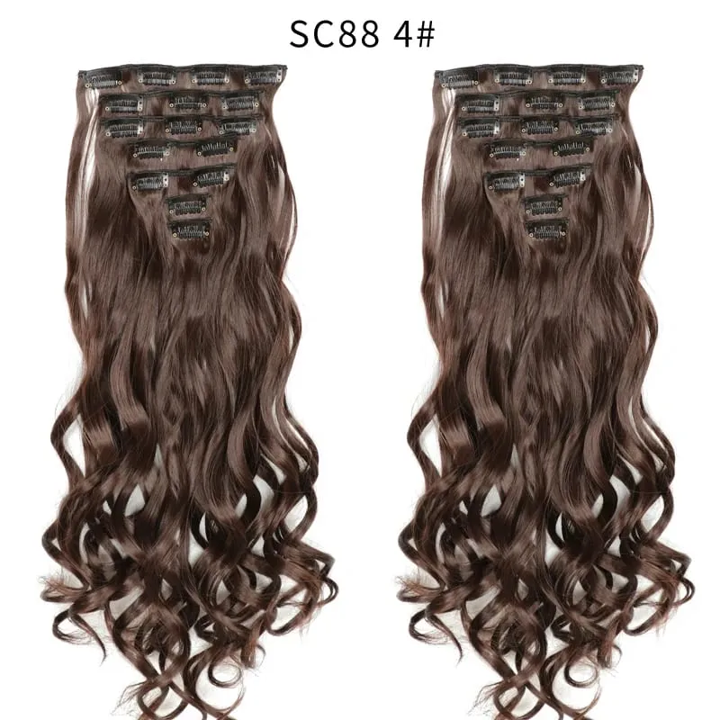 24Inch Synthetic Long Straight Hair Extensions 7pcs/Set 16 Clips in High Tempreture Fiber Synthetic Red Black Brown Hair Piece — image 96