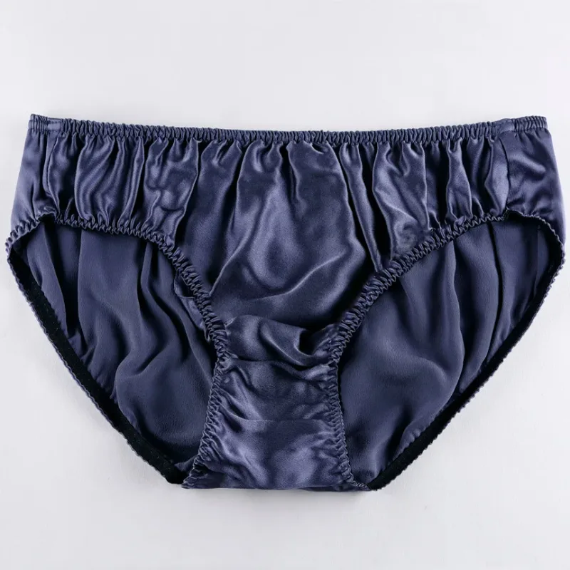 Pure Silk Mens Wrinkle Briefs Breathable Male Panties 100% Mulberry Silk Trigonometric Underwear Plus Size Men Boxers Summer — image 9