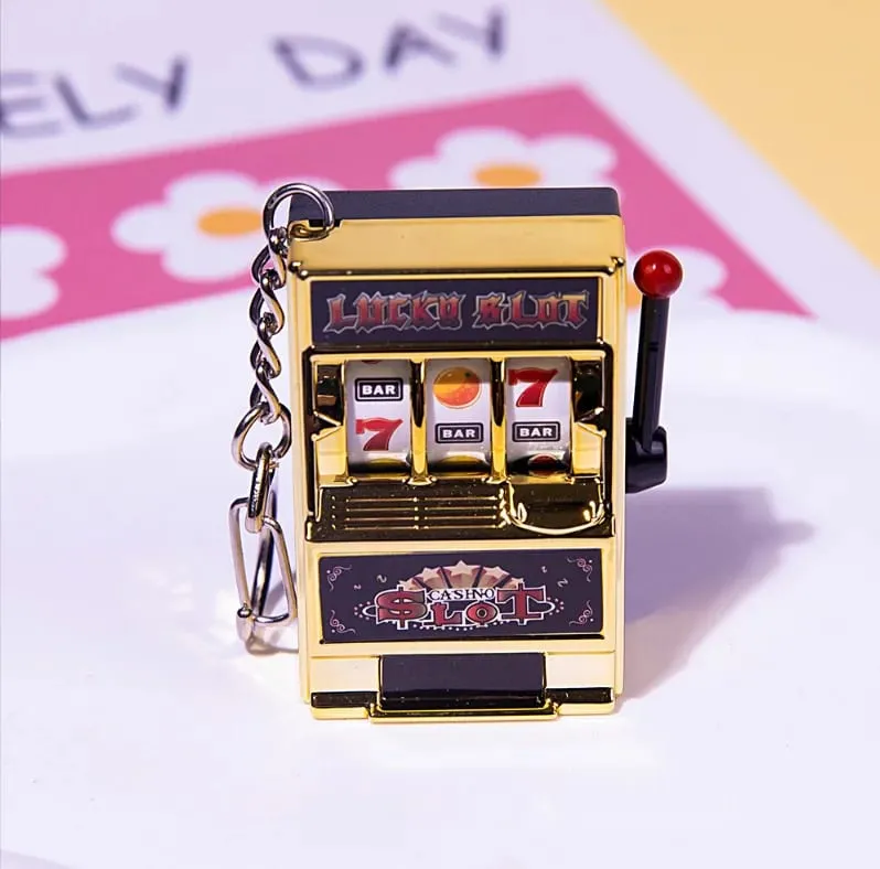 Funny Mini Slot Machine Keychain Luck Fruit Slot Gaming Machine Toy Keyring Lotto Game Bingo For Kid Cool Bag Pendant Charm Gift — image 5