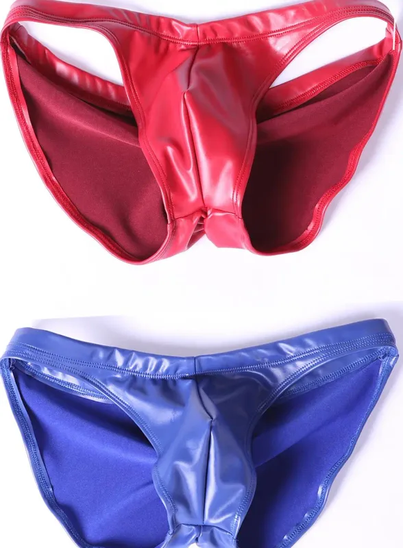 Seluar Renang Berkilat Minyak PU Buih Anjal Punggung Bertingkat Rendah-Mengangkat Slip Bikini Shirring Jahitan Selangkangan Seluar Dalam Mandi Seluar Pendek — image 17